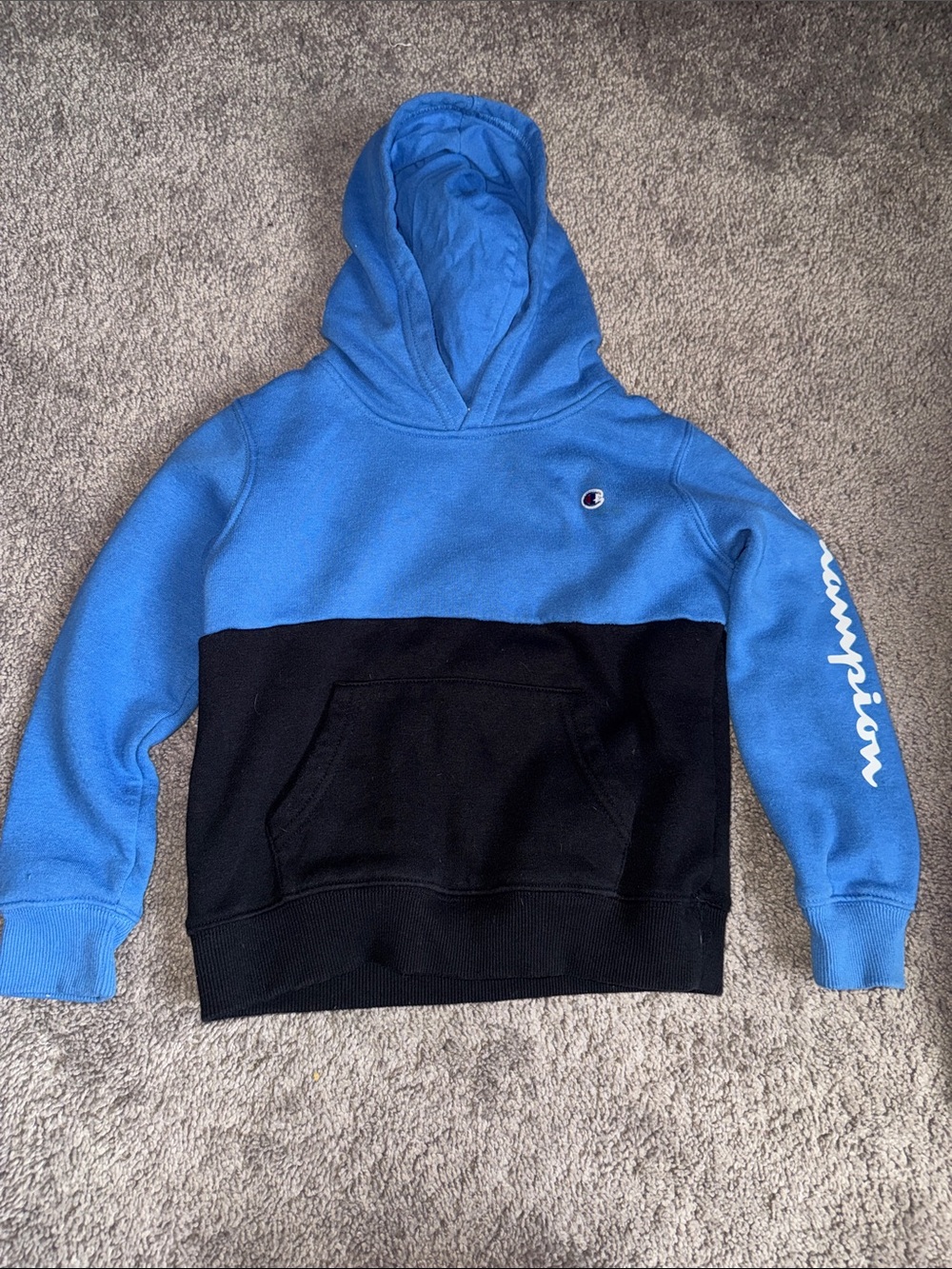 Champion Kids Blue and Black Colorblock Pullover Hoodie